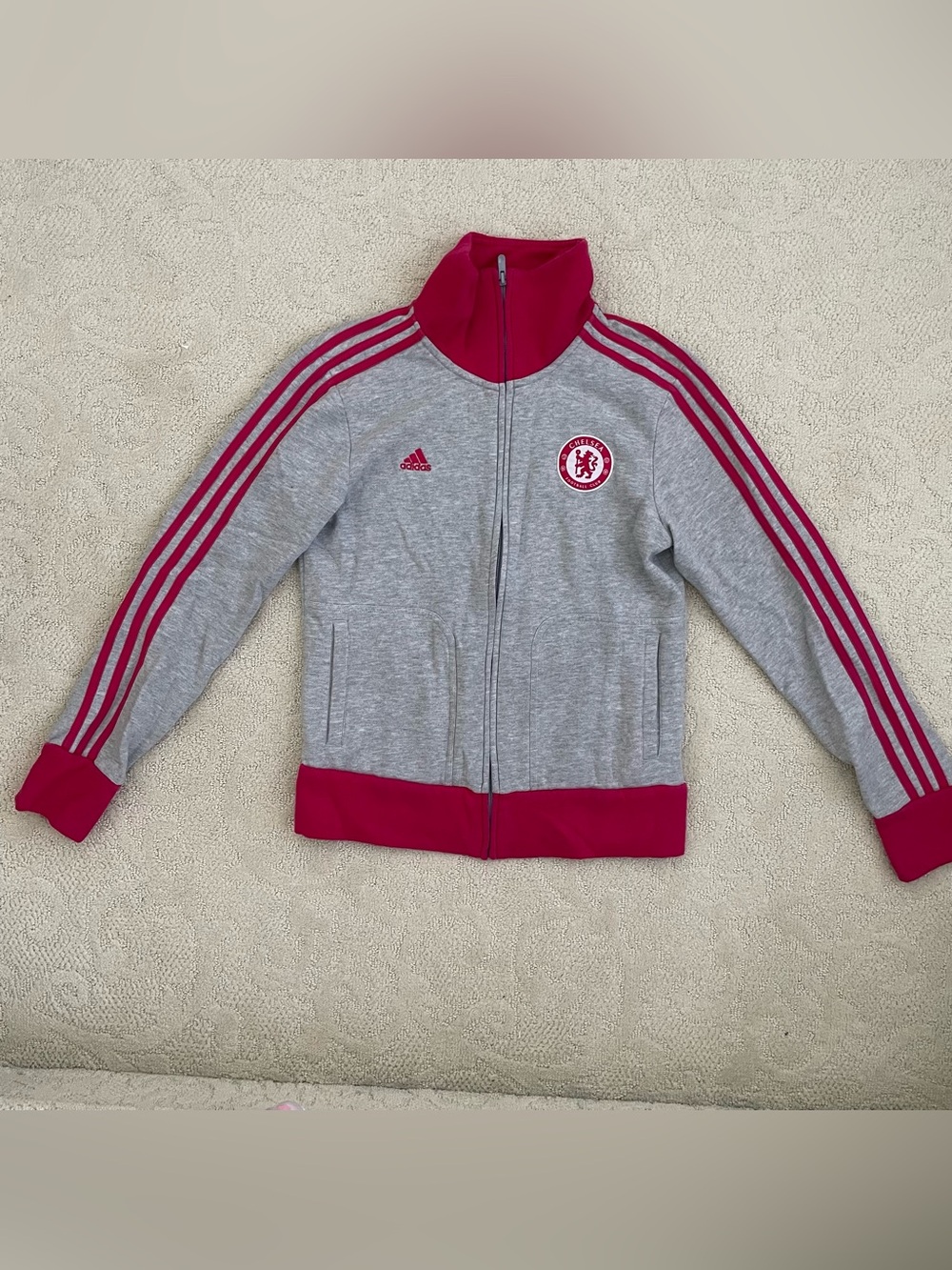 adidas Kids Grey & Pink Chelsea Track Jacket